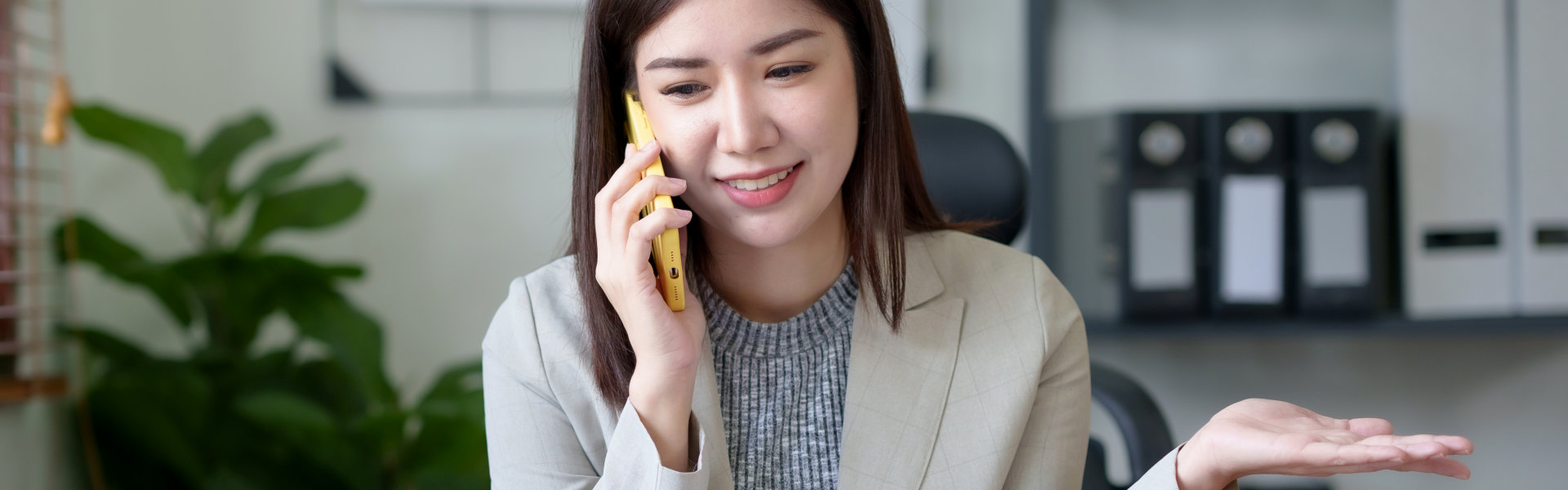 female realtor having a phone call